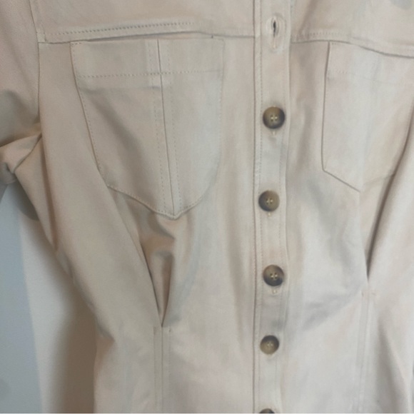 NWOT | Zara Faux Suede Button Up Mini Dress - Tan - Medium - Picture 8 of 10